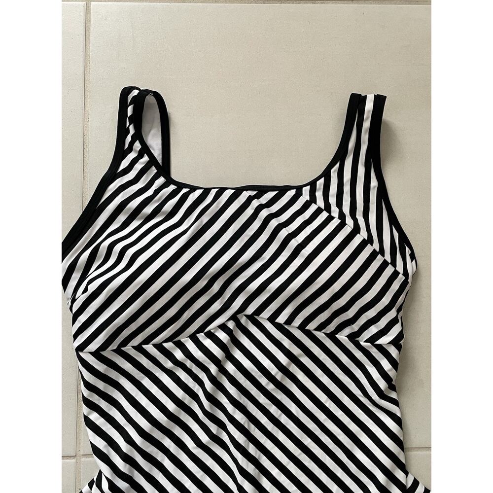 Adore Me Swim One Piece Swimsuit Striped Lace Up Back Swimwear - Picture 2 of 9